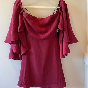 Lulu’s burgundy bell sleeve dress
